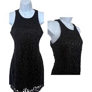 Sani Black Beaded Cocktail Mini Dress 90s Y2K Old Money Style Size M